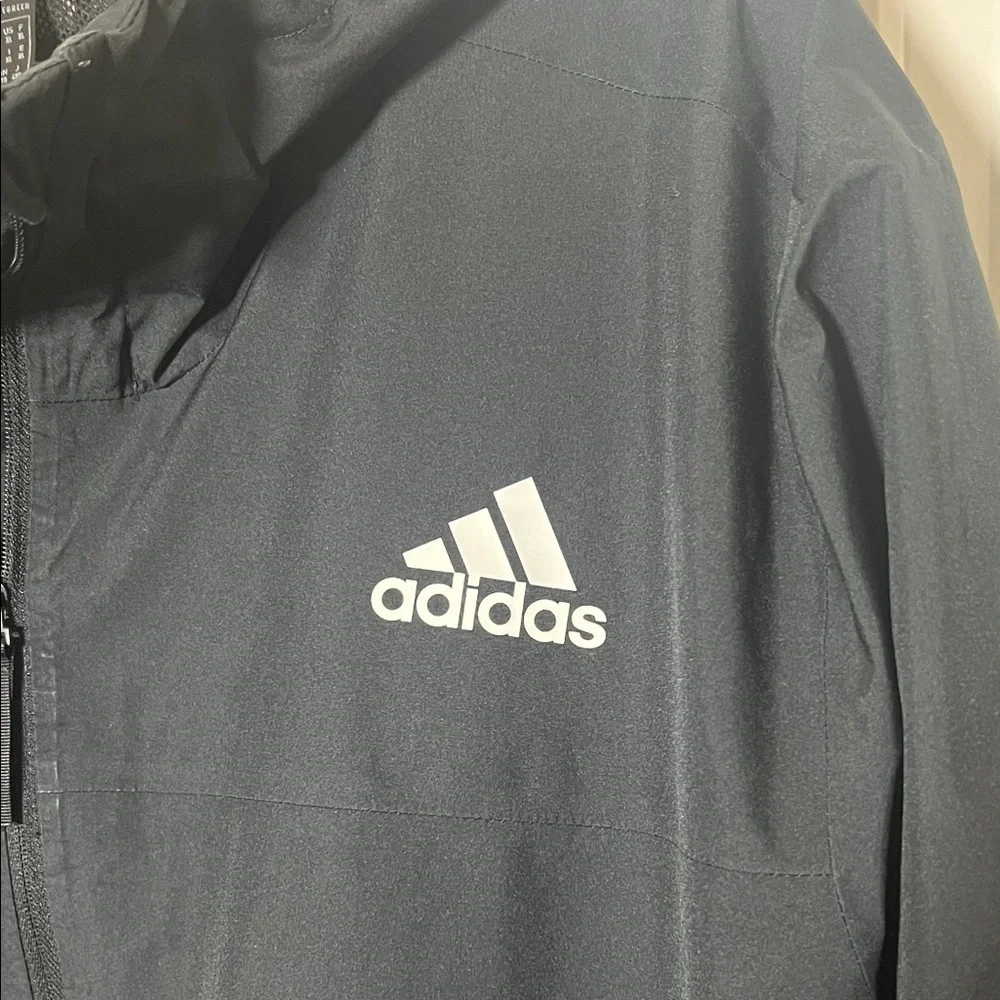 Adidas Black Windbreaker 3-stripes Hooded Jacket XL
